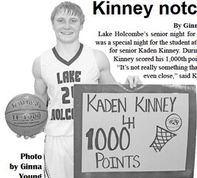 Kinney notches 1,000th point during senior night