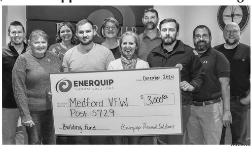 Enerquip donates $3,000 to support VFW Post 5729 building